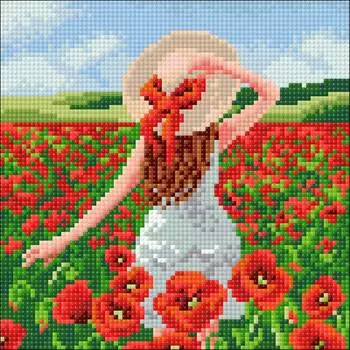 Ag 2674 Набор д/изготовления картин со стразами 'Девушка в маках' 20*20смГранни