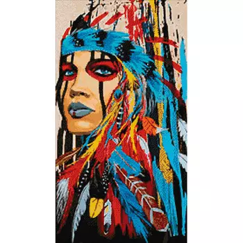 Ag 593 Набор д/изготовления картин со стразами 'Женщина-вождь'38*70см Гранни