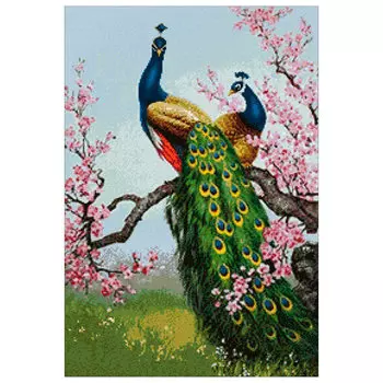 Ag 673 Набор д/изготовления картин со стразами 'Семейство павлинов' 48*70см Гранни