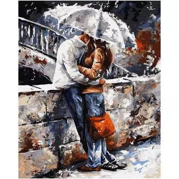 Ag 833 Набор д/изготовления картин со стразами 'Романтическая прогулка под дождем' 38*48см Гранни