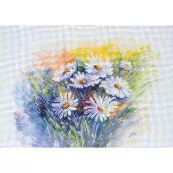 AH-054 Набор для вышивания крестом 'Акварельные ромашки' 18*24см