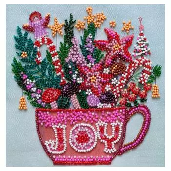 АМ-233 Набор для вышивки бисером на натуральном художественном холсте 'Праздничное чаепитие' 15*15см