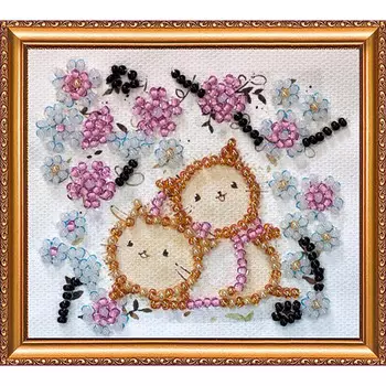 АМА-143 Набор-магнит для вышивания 8*7см 'Котики в цветах'