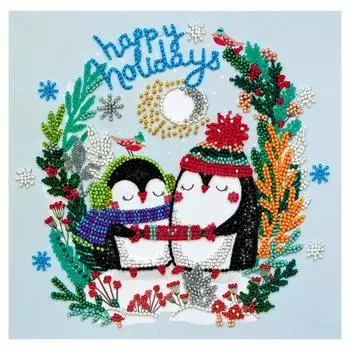 АМВ-082 Набор для вышивания бисером на натуральном художественном холсте 'Сладкая зима' 20*20см