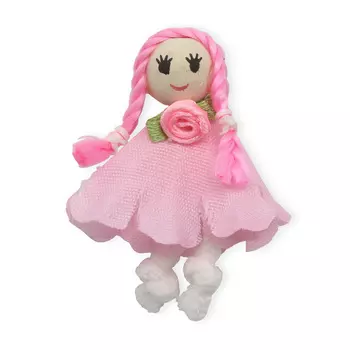 AR099 Фигурка декоративная куколка 4см (бело-розовый)