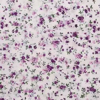 AR1013 Ткань хлопок в маленький цветочек, хлопок 50*50см (А152 4 фиолетовый/белый)