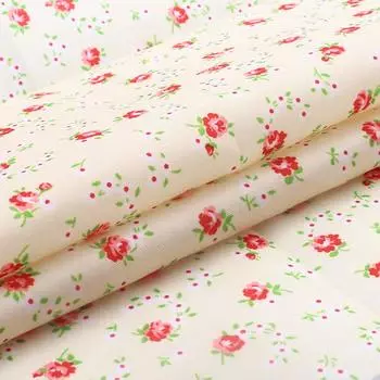 AR1014 Ткань в мелкий рисунок 50*50см, 100% полиэстер (С177 1 розы на бежевом)