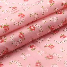 AR1014 Ткань в мелкий рисунок 50*50см, 100% полиэстер (С177 3 розы на персиковом)