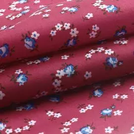 AR1014 Ткань в мелкий рисунок 50*50см, 100% полиэстер (С177 7 розы на малиновом)