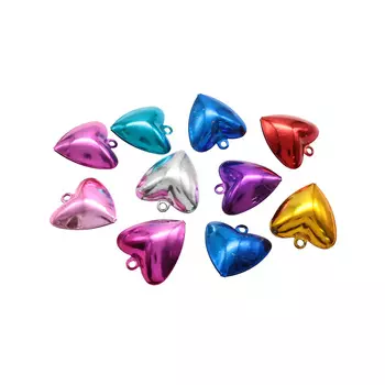 AR660 Бубенчик сердце, 3,3см, ассорти, 10шт/упак (блестящий)