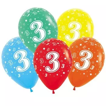 AR705-3 Воздушные шары цифры '3' 10шт/упак