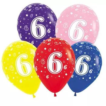 AR705-6 Воздушные шары цифры '6' 10шт/упак