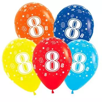 AR705-8 Воздушные шары цифры '8' 10шт/упак
