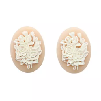 ARS0211 Камеи 'Цветы', (полимер), бело-розовый, 3*4*0,5 см, упак./2 шт., Vintage Line