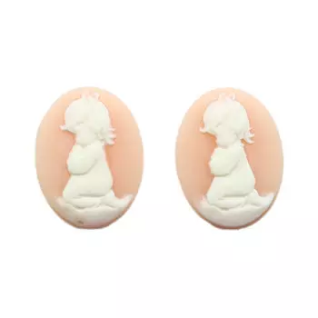ARS0212 Камеи 'Девочка', (полимер), бело-розовый, 3*4*0,5 см, упак./2 шт., Vintage Line