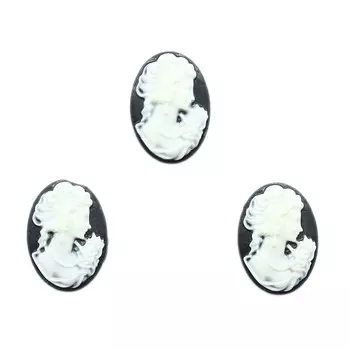 ARS0221 Камеи 'Девушка', (полимер), бело-серый,1,8*2,5*0,5 см, упак./3 шт., Vintage Line