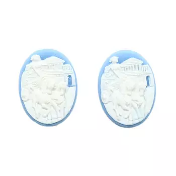 ARS0223 Камеи 'Колесница', (полимер), бело-голубой, 3*4*0,5 см, упак./2 шт., Vintage Line