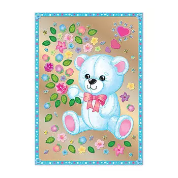 АС 43-242 Набор для изготовления картины 'Мишка с цветами' (антистресс) 29,5*21см Клевер