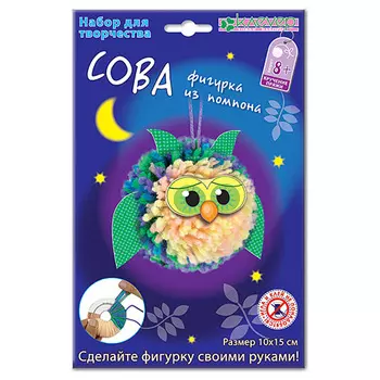 АШ 01-204 Набор для фигурки 'Сова из помпона' (пряжа),100х80 мм Клевер