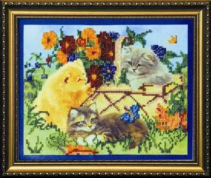 АВ-034 Набор для вышивания бисером 'Абрис Арт' 'Котята', 25*20 см
