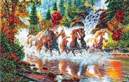 АВ-278 Набор для вышивания бисером 'Абрис Арт' 'Семерка лошадей', 51*32 см