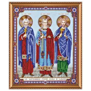 АВ-422 Набор для вышивки бисером на натуральном художественном холсте 'Святые мученики Гурий, Авив и Самон' 32*36,5см
