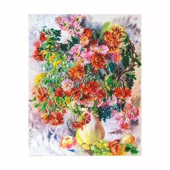 АВ-490 Набор для вышивания бисером 'Абрис Арт' 'Хризантемы', 31*38 см