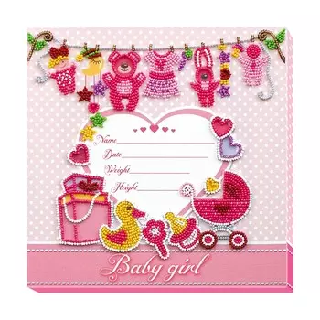 АВ-603 Набор для вышивания бисером 'Метрика для девочки' 22*22см