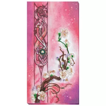 АВ-799 Набор для вышивки бисером на натуральном художественном холсте 'Цвет сакуры' 20*39см