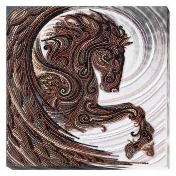 АВ-809 Набор для вышивания бисером на натуральном художественном холсте 'Черный Пегас' 30*30см