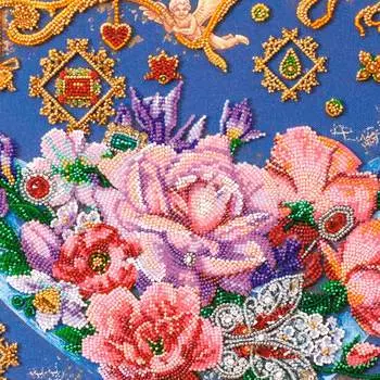 АВ-813 Набор для вышивки бисером на натуральном художественном холсте 'Волшебные цветы' 39*28см