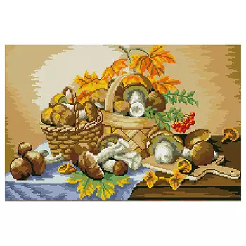 АЖ-1013 Картина стразами 'Грибное лукошко' 36*54см