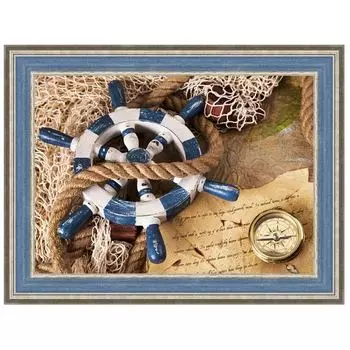 АЖ-1068 Картина стразами 'Капитанский штурвал' 40*30см