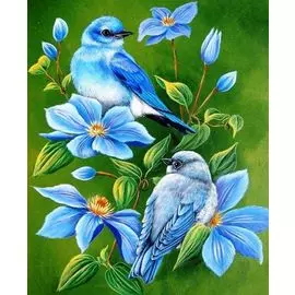 АЖ-1102 Картина стразами 'Птицы на ветке' 40*50см