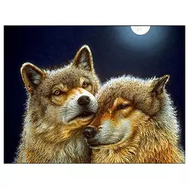 АЖ-1200 Картина стразами 'Волк и волчица' 60*45см