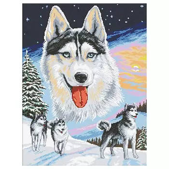 АЖ-1226 Картина стразами 'Хаски' 41*53см