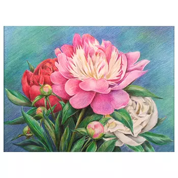 АЖ-1313 Картина стразами 'Букет пионов' 40*30см