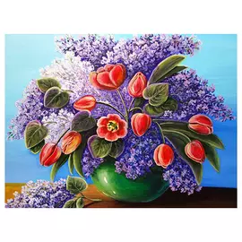 АЖ-1314 Картина стразами 'Букет сирени' 40*30см