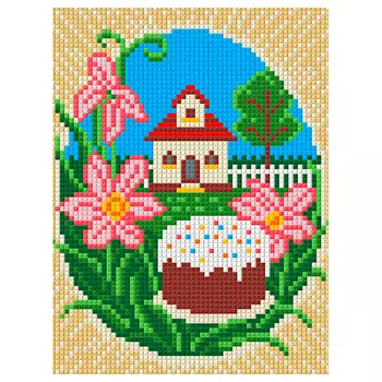 АЖ-1316 Картина стразами 'Алмазная живопись' 'Пасхальный кулич', 15*20 см