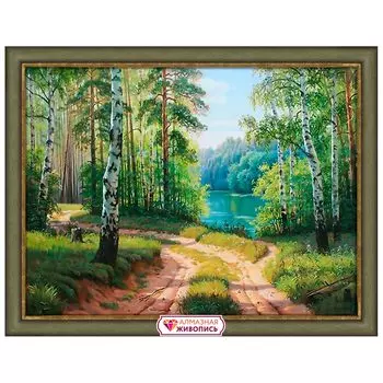 АЖ-1332 Картина стразами 'Дорога среди берез' 40*30см