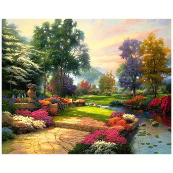 АЖ-1342 Картина стразами 'Живописный парк' 50*40см