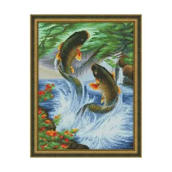 АЖ-1357 Картина стразами 'Карпы кои' 30*40см