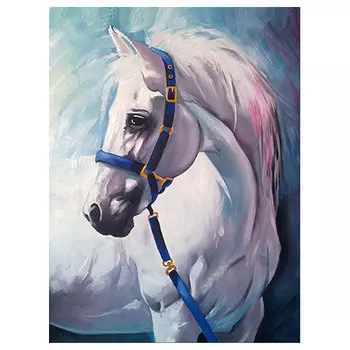 АЖ-1387 Картина стразами 'Грёзы белого коня' 30*40см