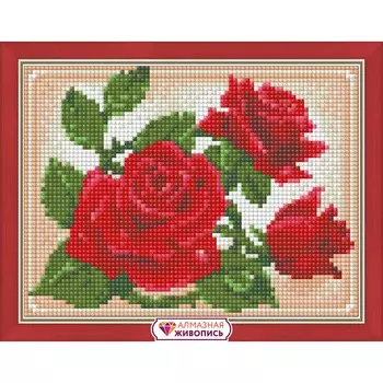 АЖ-1446 Картина стразами 'Молодая роза' 20*15см
