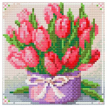 АЖ-1449 Картина стразами 'Тюльпаны в ' 15*15см