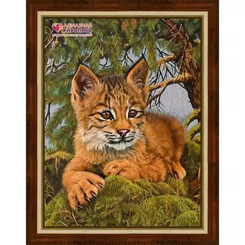АЖ-1525 Картина стразами 'Маленькая рысь' 30*40см