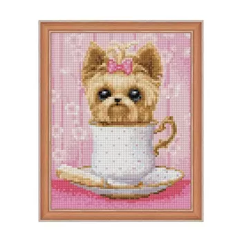 АЖ-1542 Картина стразами 'Озорной щенок' 20*25см