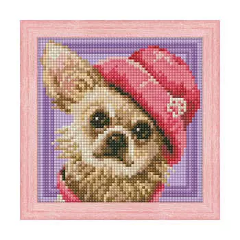 АЖ-1569 Картина стразами 'Чихуахуа' 15*15см