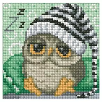 АЖ-1572 Картина стразами 'Сонный совёнок' 15*15см