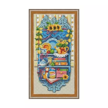 АЖ-1584 Картина стразами 'Полочка с лимонами' 60*30см